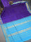 10 yards silk cotton saree blue and cs blue with allover vairosi pattern and annam & temple zari woven border without blouse