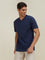 WES Casuals Navy Melange Slim Fit T-Shirt