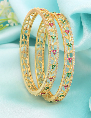 Designer Zirconia Rani Pink & Green ZBGL11149