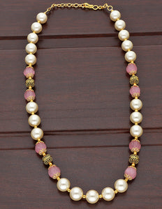 Designer Pearl and Pumpkin Beads Mala