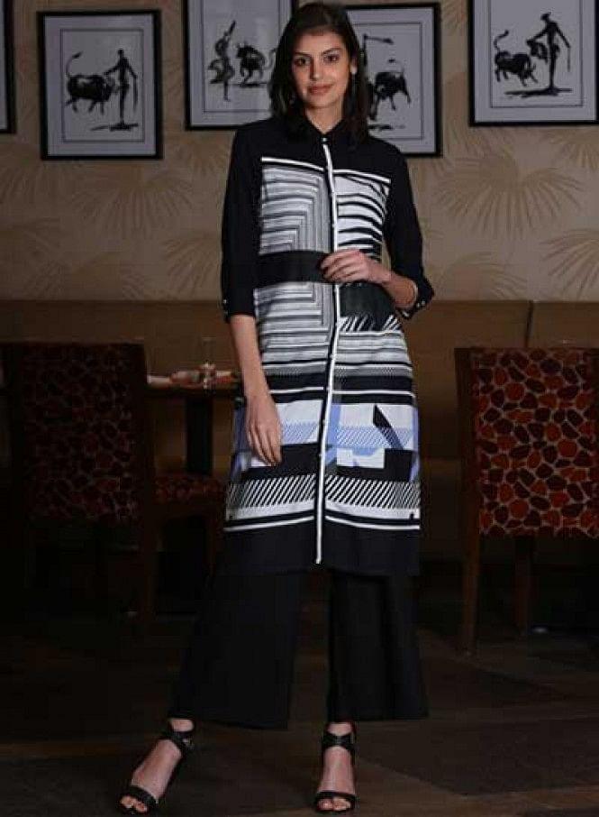 Black Printed kurta