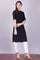 Black 3/4 Sleeve Band Collar kurta