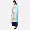 Blue Printed Boat Neck kurta