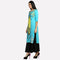 Blue Round Neck 3/4 Sleeve Printed kurta