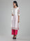 White Round Neck Printed kurta