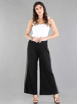 Black Solid Palazzos