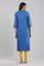 Blue Mandarin Neck Printed kurta
