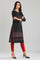 Black Round Neck Yarn-dyed kurta