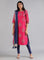 Pink Round Neck Printed kurta