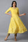 Yellow Embroidered A-Line kurta