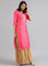 Pink Mandarin Neck Solid kurta