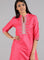 Pink Mandarin Neck Solid kurta