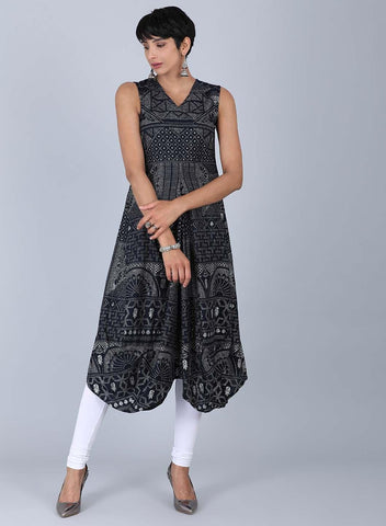 Black Glitter Print kurta