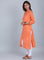 Orange Mandarin Neck Solid kurta