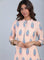 Peach Mandarin Neck Printed kurta