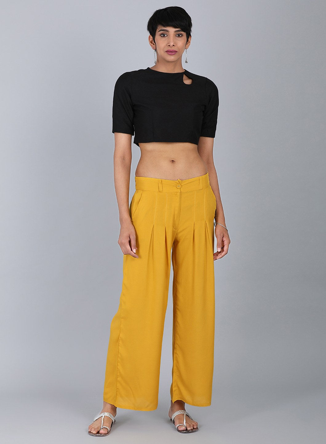 Yellow Tailored Volume Pants