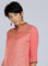 Coral Mandarin Neck Embellished kurta