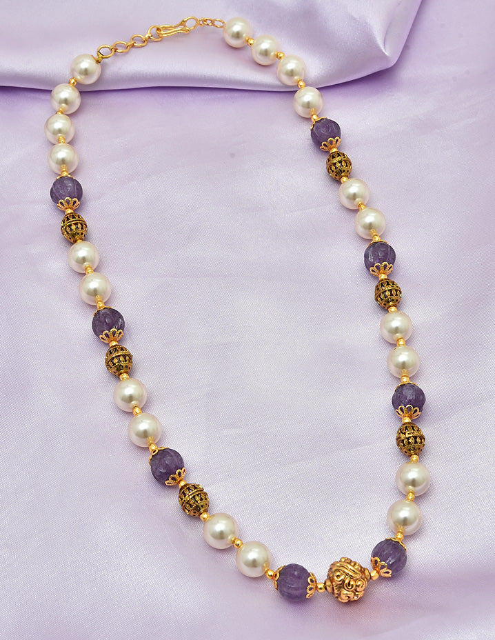 Designer Pearls and Monalisa Purple Beads Mala