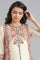 Ecru Round Neck Printed kurta