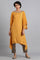 Yellow Round Neck Embroidered kurta