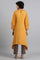 Yellow Round Neck Embroidered kurta