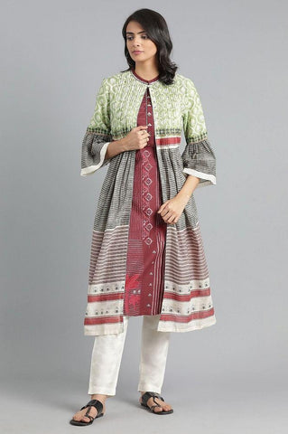 Grey Round Neck Printed kurta