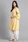 Yellow Round Neck Tie-up kurta