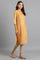 Mustard Round Neck Printed kurta