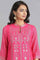 Pink Mandarin Neck Printed kurta