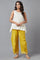 Yellow Cotton Flax Dapped Parallel Pants