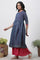 Blue Chanderi Flared Kurta And Culottes Set