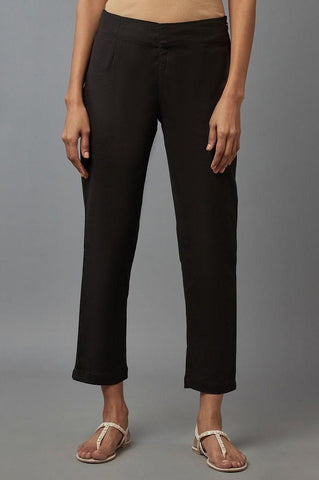 Black Solid Trousers