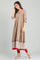 Brown V-Neck Yarn-dyed kurta
