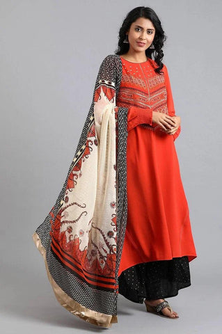 Orange Round Neck Full Sleeves kurta