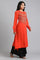 Orange Round Neck Full Sleeves kurta