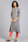 Grey Round Neck Yarn-dyed kurta