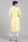 Yellow Mandarin Neck Printed kurta