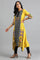 Yellow Round Neck Printed kurta