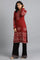 Red Mandarin Neck Winter kurta