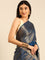 Navy Blue Mysore Crepe Saree With Zari Jaal Border