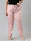 Women Solid Light Pink Mid Rise Cotton Pants