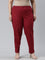 Women Solid Maroon Cotton Pencil Pant