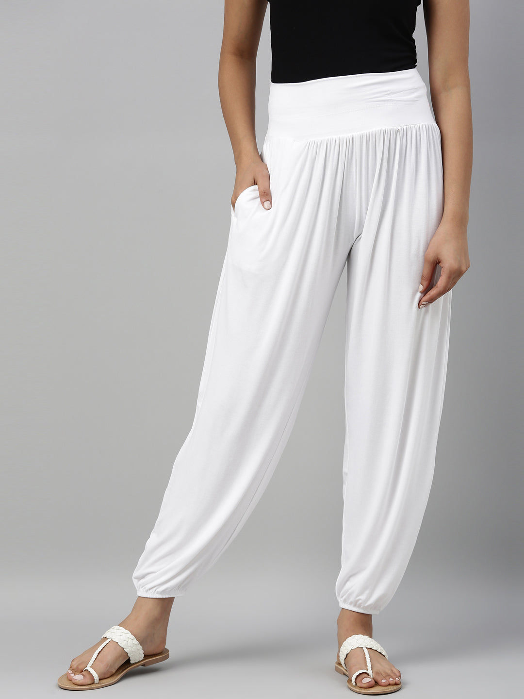 Women Solid White Harem Pants