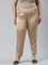 Women Solid Gold Mid Rise Shiny Pants