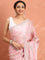 Baby pink satin saree with zardozi hand work