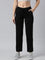 Women Solid Black Mid Rise Track Pant