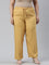 Women Solid Light Mustard Viscose Mid Rise Casual Pants