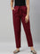 Women Solid Marron Mid Rise Cotton Pants