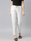 Women Striped White Linen Pencil Pants