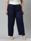 Women Solid Navy Viscose Mid Rise Casual Pants